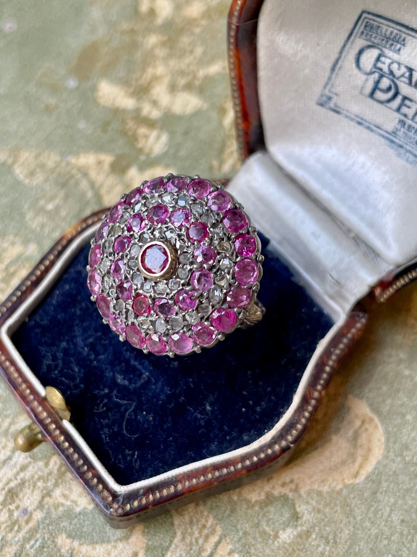 Patch ring with rubies and diamonds, Victorian era