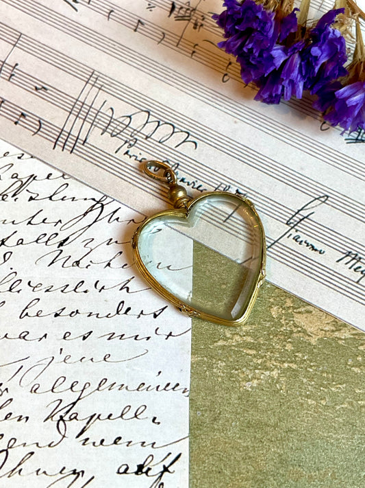 Pendente Cuore dolce romanticismo in vetro e pomponne, Francia, epoca vittoriana