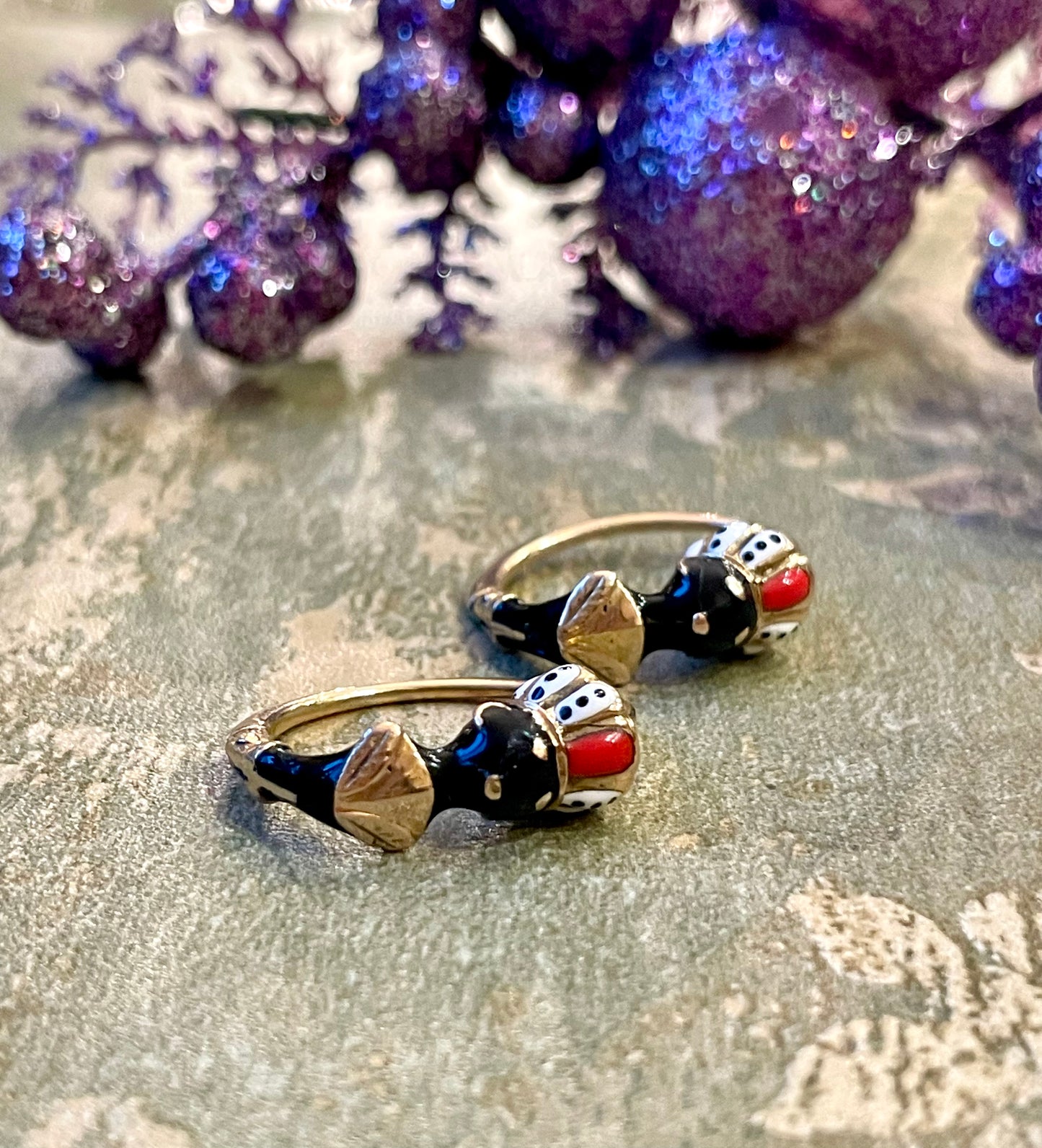 Splendidi orecchini Moretti in smalto, anni ‘50