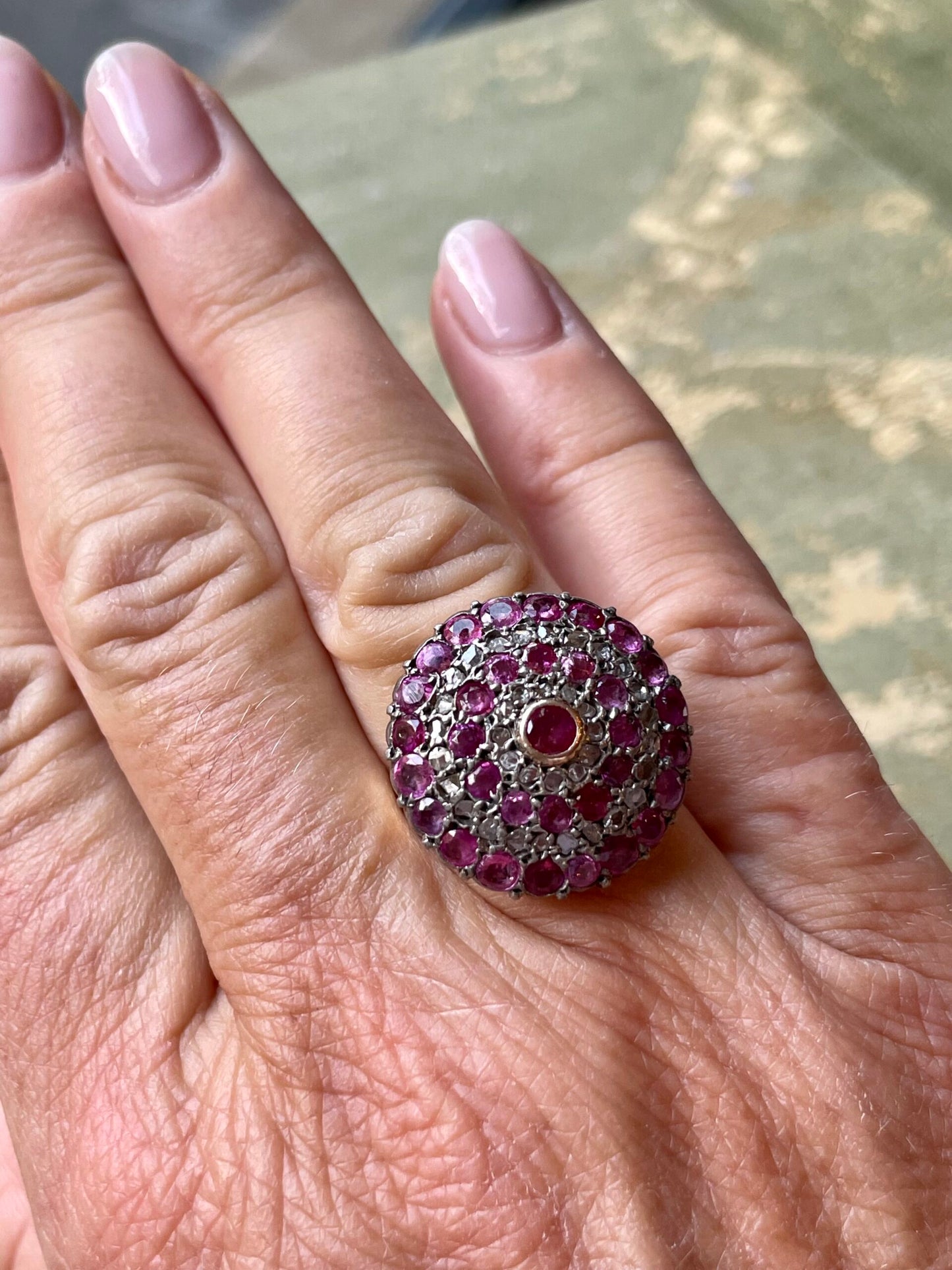 Patch ring with rubies and diamonds, Victorian era