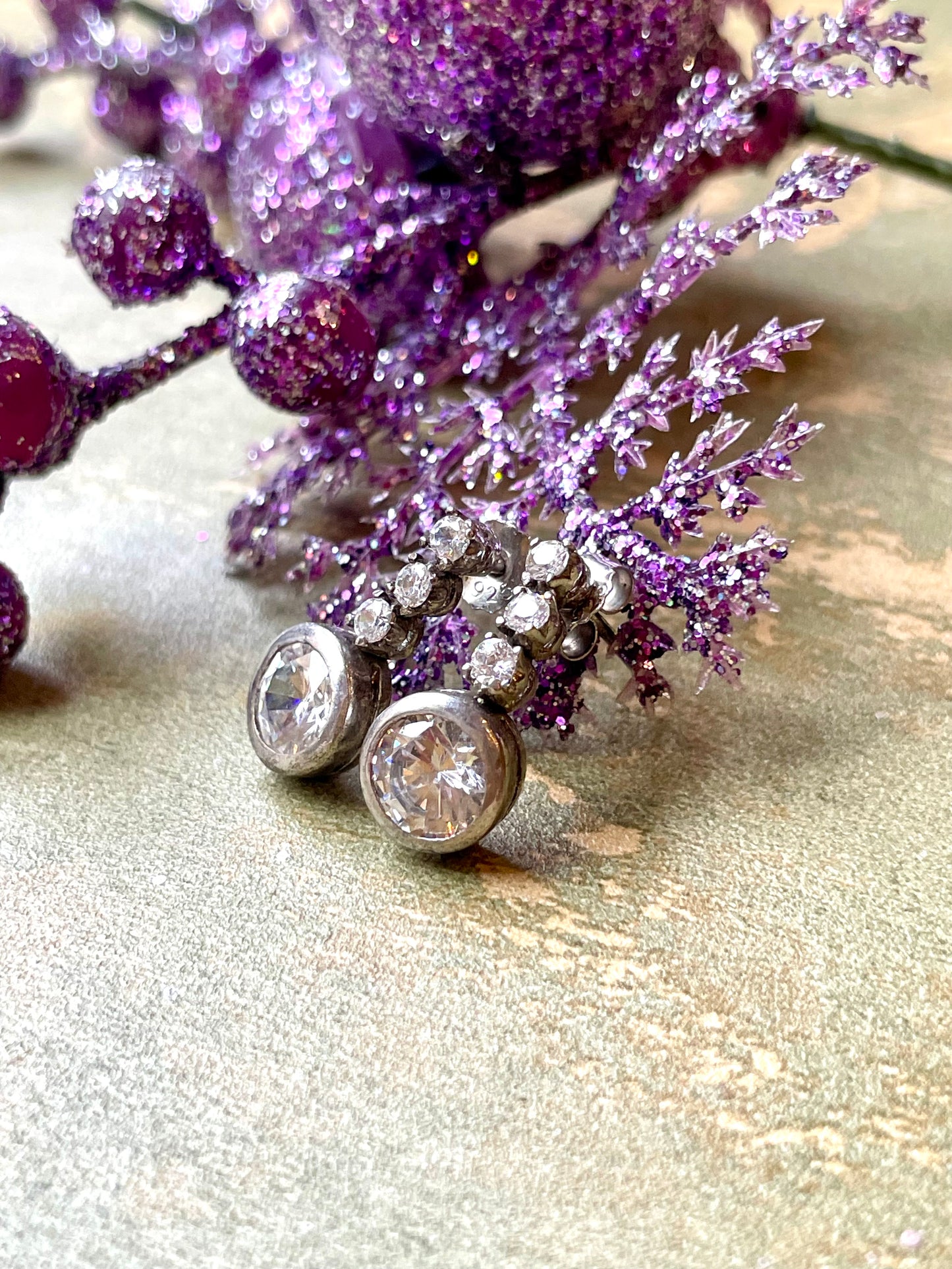 Orecchini punto luce in argento, anni ‘80