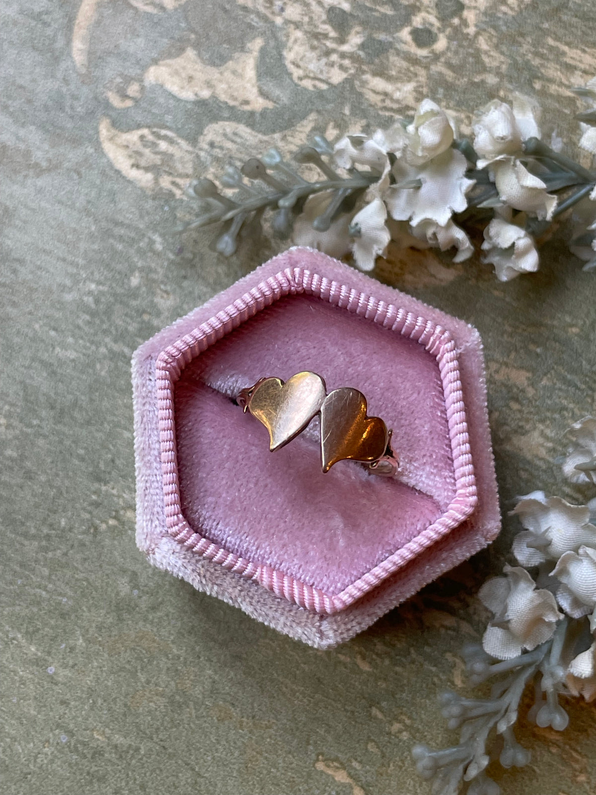 Antico Anello fidanzamento con doppio cuore, 1850/70
