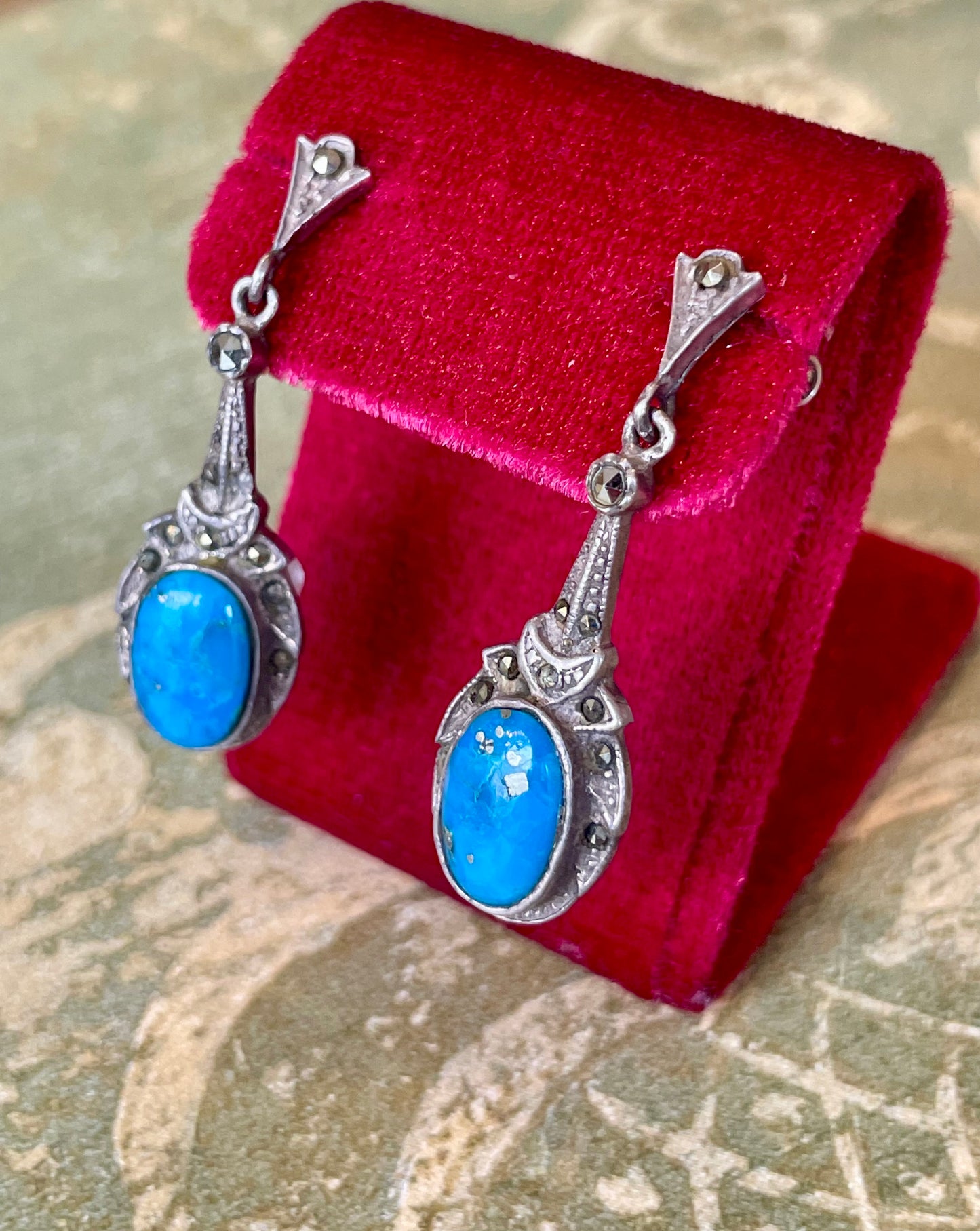 Deliziosi orecchini in argento e turchesi, anni ‘50