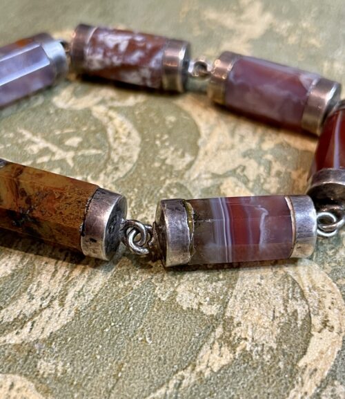 Victorian agate and silver locket bracelet