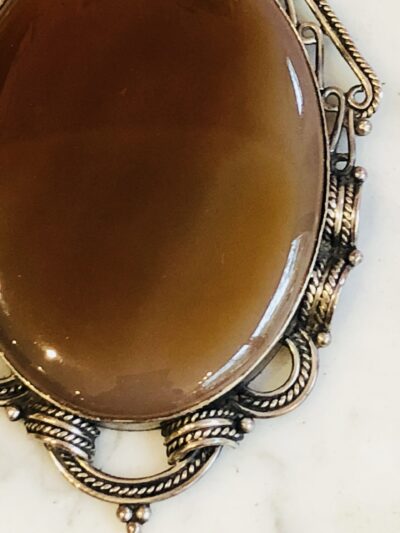 Silver and agate pendant, Art Nouveau